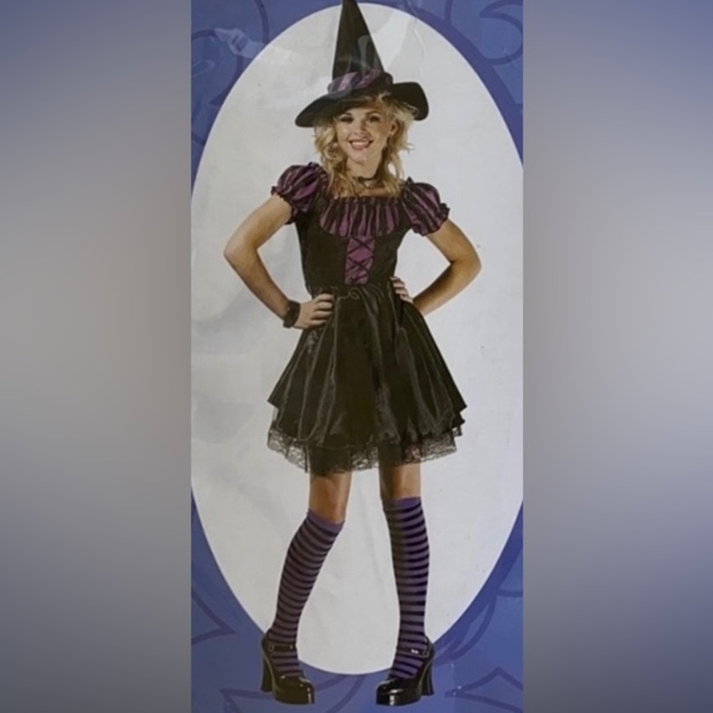Stripe Witch Dress And Hat - Preteen Costume